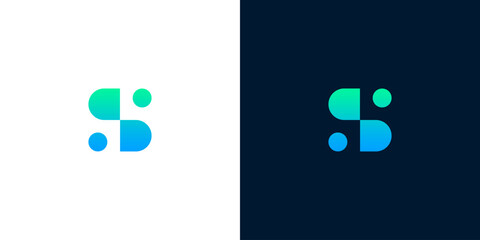 Sleek and modern letter S logo design concept with a dynamic gradient, incorporating rounded shapes to symbolize connectivity, technology, and progressive brand solutions. Innovative visual identity