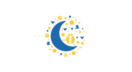 Crescent Moon Symbol with Stars.