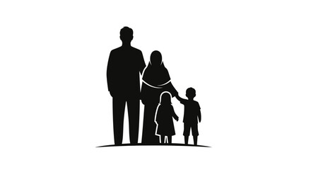 Family Silhouette Holding Hands Together.