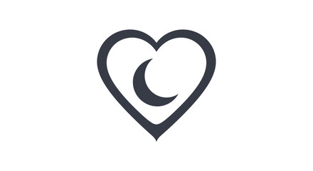 Heart with crescent moon symbol.