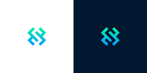 Obraz premium Modern abstract geometric symbol, clean and minimalist design, blue and green gradient, suitable for technology or corporate branding