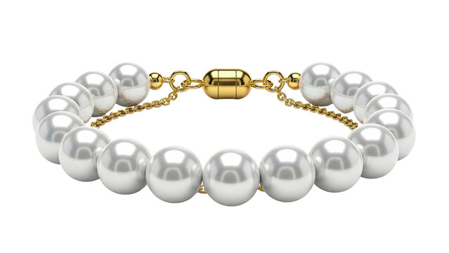 White Pearl Bracelet with Gold Magnetic Clasp