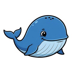 Naklejka premium Cartoon Whale Illustration on White Background.