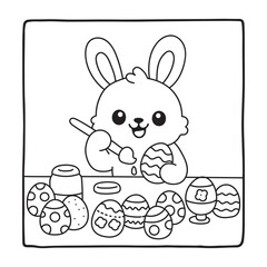 Fototapeta premium EASTER COLORING BOOK for KIDS, Easter Coloring Book For Kids, coloring page, bold and easy. line art, vector art, Easter Coloring Kdp