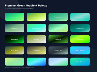 Premium Green Gradient Color Palette for Design
