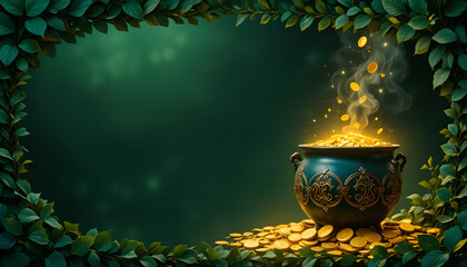 Luxury St Patrick Green Background With Copy Space