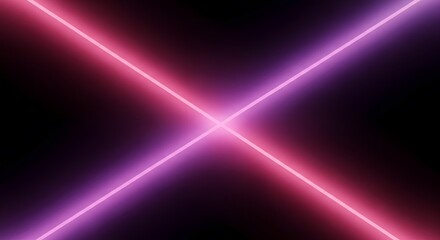 Naklejka premium Vibrant pink and purple laser beams intersecting on a dark background