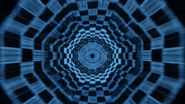 Geometric Tunnel Illusion with Repeating Patterns and Steady Forward Camera Motion