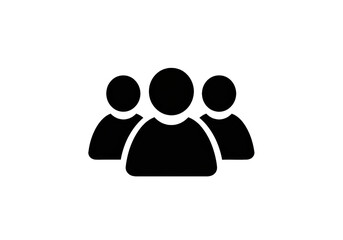Group Silhouette Icon: A simple yet impactful icon depicting a group of three individuals, representing community, collaboration, and the power of unity.
