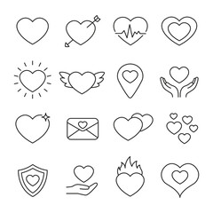 Vector Valentine's Day Heart Outline Icon Collection