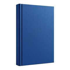 A blue hardcover book with a textured surface on transparent background