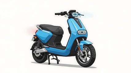 Obraz premium Sleek Blue Electric Scooter Isolated on White Background.