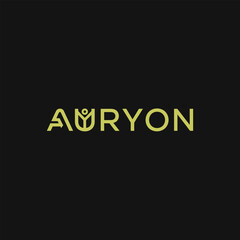 Obraz premium AURYON logo design with stylized human plant symbol on dark background