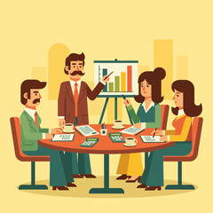 Fototapeta premium Business meeting with presentation and bar chart