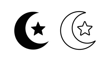Moon star symbols minimalist black white Vector