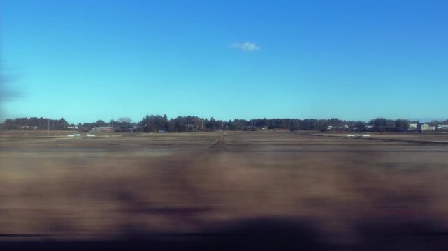 日本の風景【車窓風景】千葉県　JR外房線　新茂原駅から本納駅辺りの区間の風景・冬