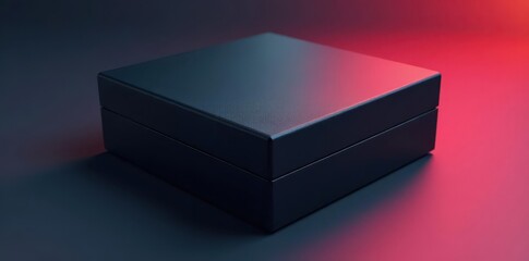 Sleek black box, silver metallic border, shadow effect, style, contrast