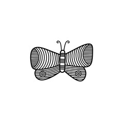 Vector butterfly flying in the form of a simple and beautiful line