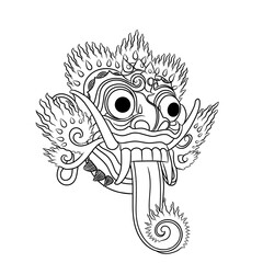 vector of Balinese Rangda's face in the form of scary looking lines