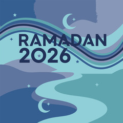 Celebrating Ramadan 2026 with serene landscape illustration at dusk viewpoint