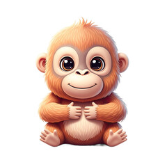 Adorable Baby Orangutan with Big Expressive Eyes in Soft Warm Lighting