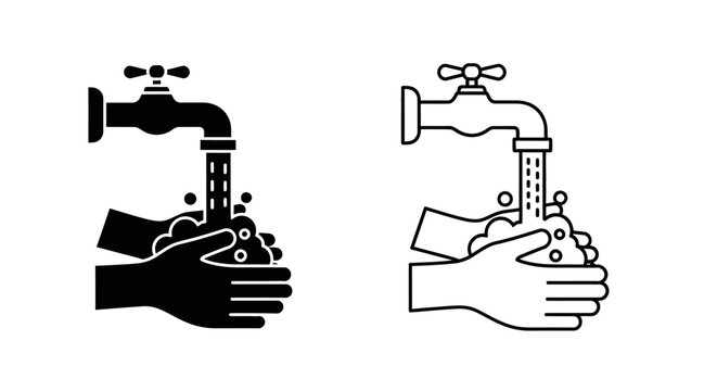 Hand washing hygiene symbols water tap health Vector