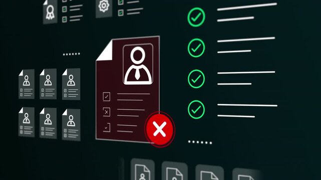 Digital interface featuring green checkmarks alongside authorized user profiles and secure data documents.