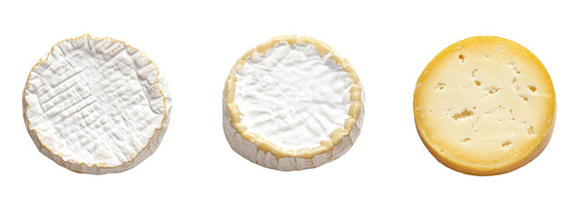Three types of cheese on transparent background