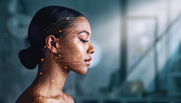 neurotechnology mental health portrait, brain circuitry and nervous system optimisation concept
