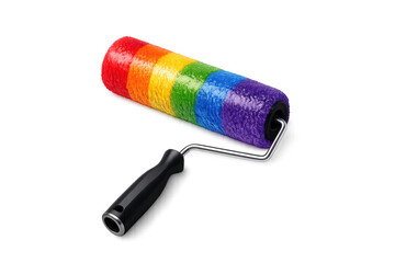 Paint roller displaying rainbow flag colors celebrating diversity