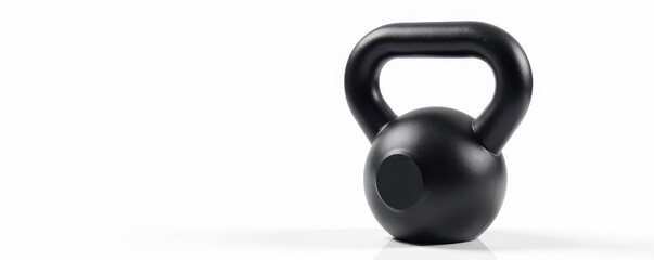 Solid black kettlebell shape against white background , icon, workout, simple