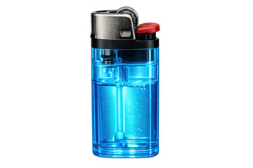 Blue translucent gas lighter with butane fuel