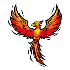 Fototapeta premium Pixel Art Phoenix with Wings Spread on Gradient Background