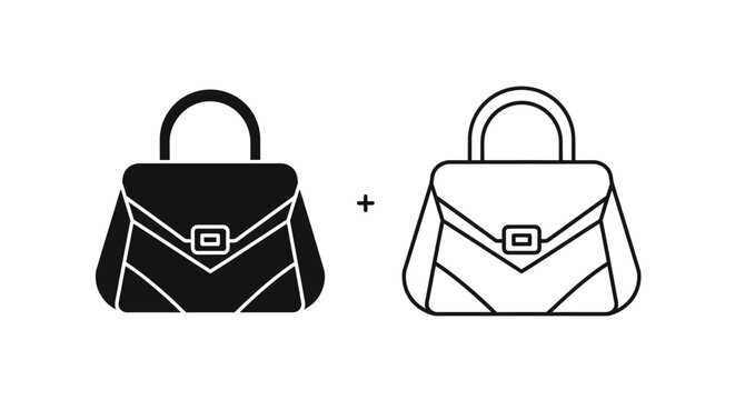 Black and white handbag icon set fashion accessory Vector