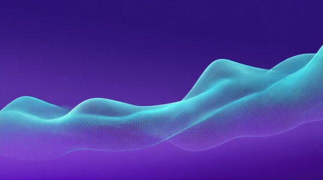 Abstract mesh waves in soft blue and purple tones, representing fluid dynamics and digital technology on a smooth gradient background