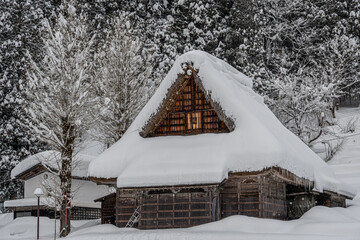 越中五箇山相倉合掌造り集落の雪景色