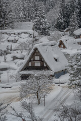越中五箇山相倉合掌造り集落の雪景色