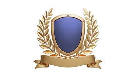 Obraz premium Golden Laurel Wreath Shield with Blank Ribbon