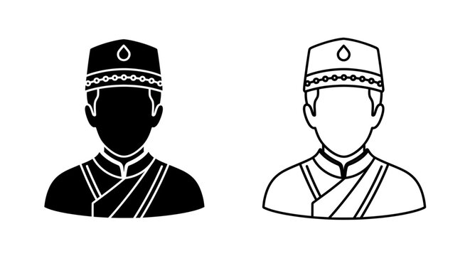Traditional indonesian peci caps silhouette illustration Vector