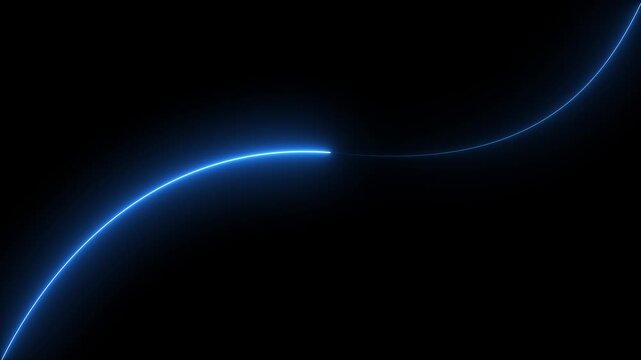 Glowing Blue Neon Line Abstract Curve on Black Background bright