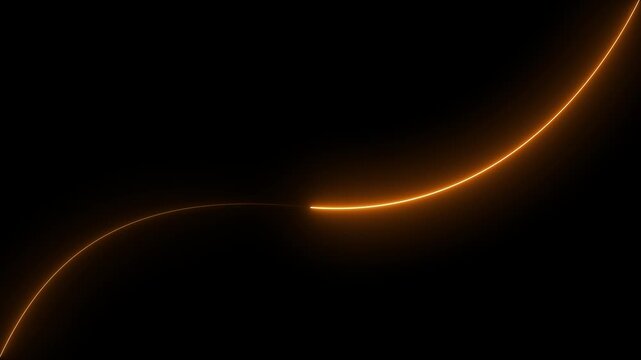 Bright Orange Neon Line Abstract Curve on Black Background image photo