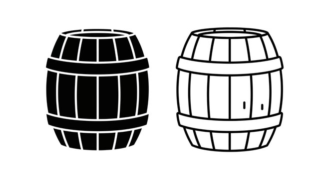 Wooden barrel icon set illustration Vector
