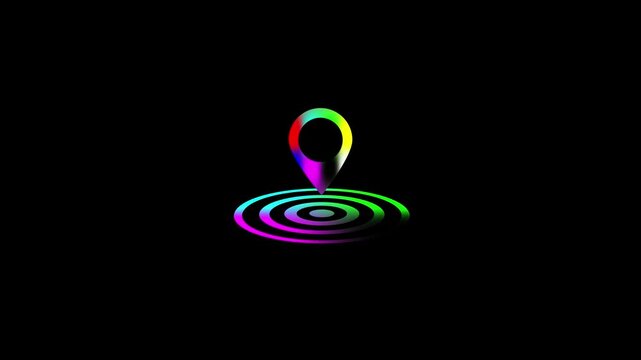 Colorful Exclamation Mark Symbol with Concentric Circles on Black Background punctuation graphic