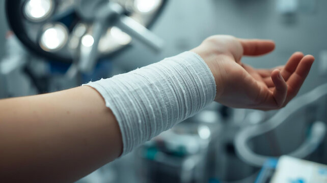 手首に巻いた包帯