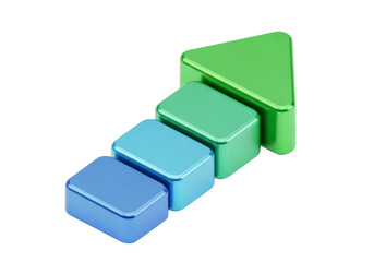 Obraz premium Ascending Blocks: A symbolic illustration showcasing upward progress with a series of colored blocks, culminating in a directional upward arrow.
