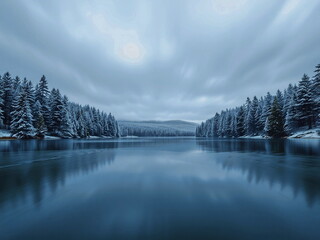 冬の水辺の風景