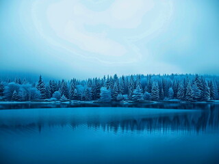 雪に閉ざされた湖