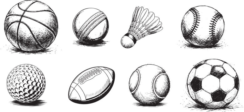 set of playing ball, 8 ball in one file eps vector, black and white color and size changeable.