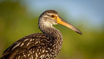 Obraz premium Close-up of a brown bird with long beak, looking to the side