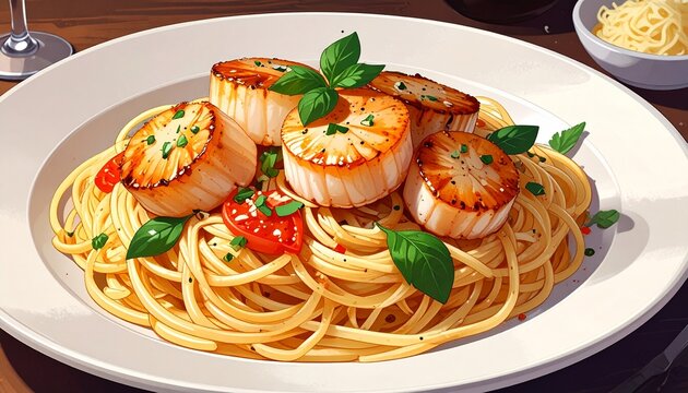 Nudeln mit Jakobsmuscheln